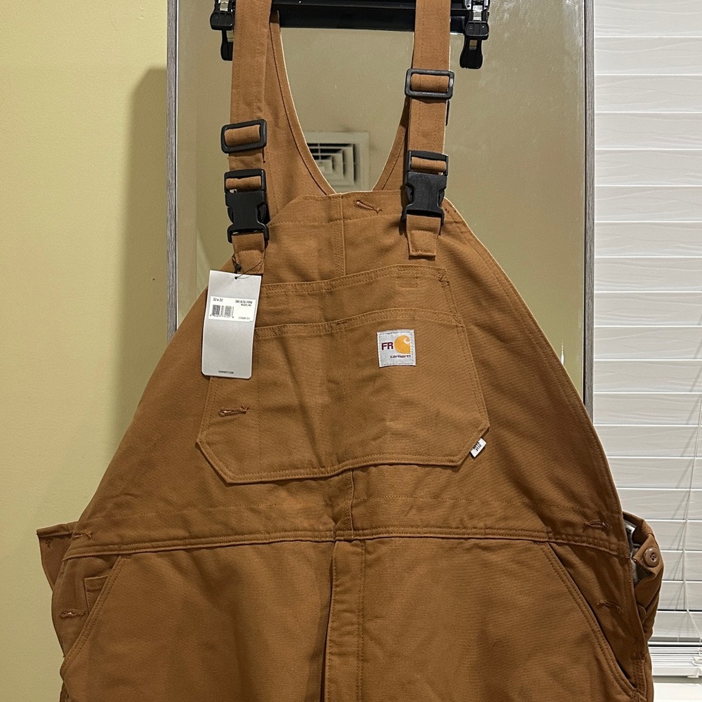 Carhartt Fire Resistant Tan Bib Overalls